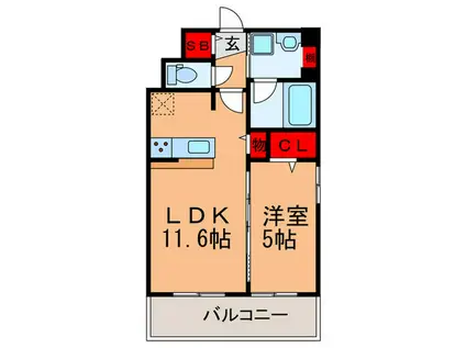 エスペランサ東洋(1LDK/2階)の間取り写真