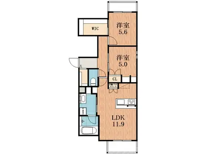 MAISON DE MINE NAGAI PARK EST(2LDK/4階)の間取り写真