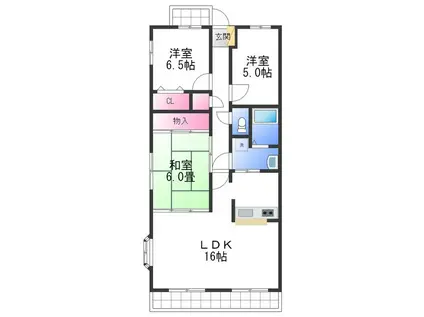 ロイヤルエイトコートI(3LDK/3階)の間取り写真