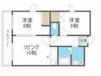 レイソル西町(2LDK/4階)の間取り写真