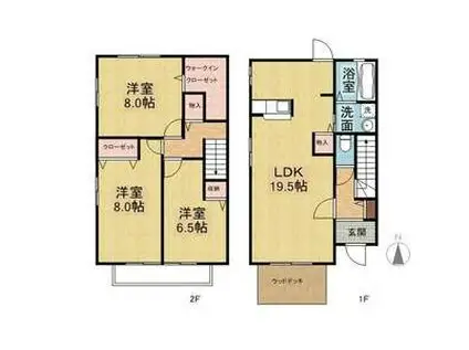 トークヴィレッジVA棟(3LDK/1階)の間取り写真