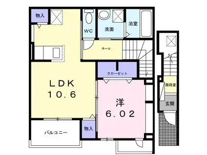ル・シエル(1LDK/2階)の間取り写真