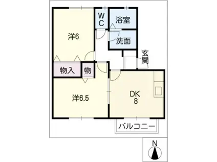 アミティ植田C棟(2DK/1階)の間取り写真