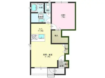 コンフォールK(1LDK/1階)の間取り写真