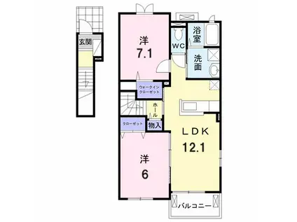 IHANA I(2LDK/2階)の間取り写真