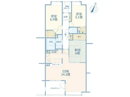 ライム長津田弐番館(3LDK/2階)の間取り写真