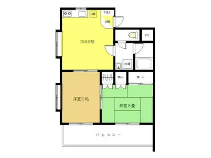 レジデンス北村(2DK/2階)の間取り写真