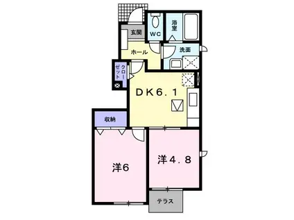 フランメゾン3(2DK/1階)の間取り写真