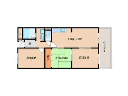 帝塚山ガーデンハイツ1号棟311(3LDK/3階)の間取り写真