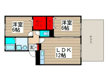 アンダンテ妙典(2LDK/1階)の間取り写真
