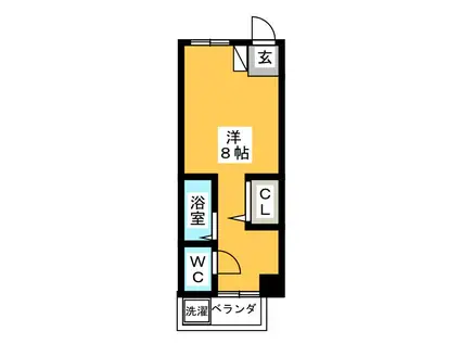 ヴィラウィステリア(ワンルーム/3階)の間取り写真