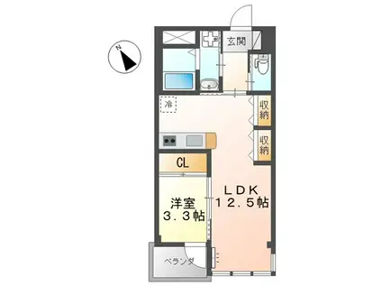 KK BLDG(1LDK/2階)の間取り写真