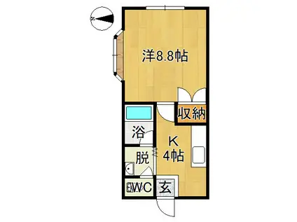 タイムコーポII(1K/2階)の間取り写真