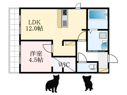 アヴェルラ堺(1LDK/1階)の間取り写真