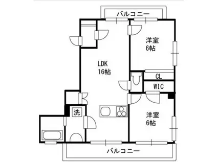 ティーエイチワン(2LDK/3階)の間取り写真