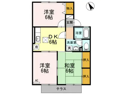 セジュール北浦(3DK/1階)の間取り写真