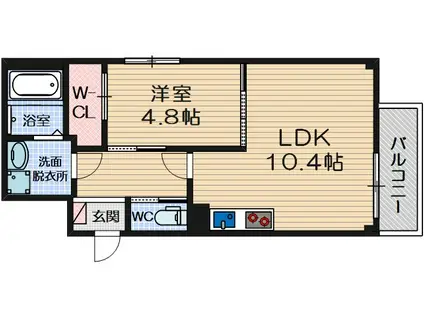 URBAN COURT 茨木春日(1LDK/2階)の間取り写真