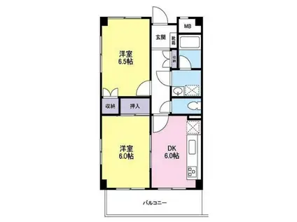 ルート立川(2DK/4階)の間取り写真