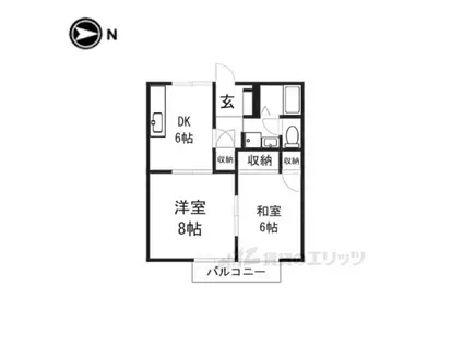 フレグランスⅡ(2DK/2階)の間取り写真