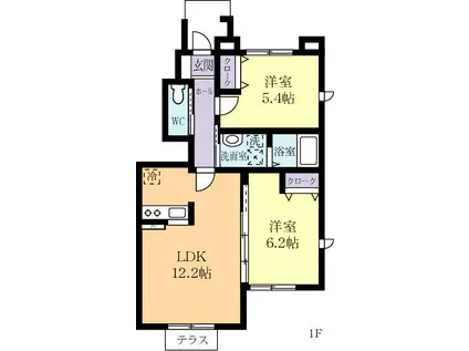 PLANTS陽光台C(2LDK/1階)の間取り写真