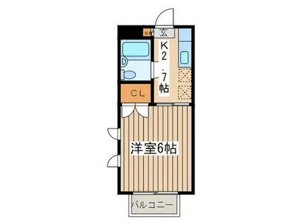 ウエスト アシュールA(1K/1階)の間取り写真