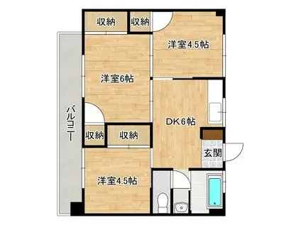 六甲ビル(3DK/5階)の間取り写真