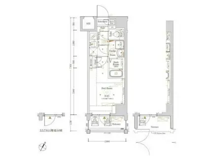 阪東橋KNOTS(1K/11階)の間取り写真