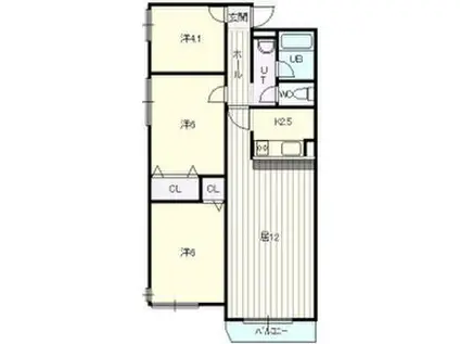 ノース6(3LDK/3階)の間取り写真