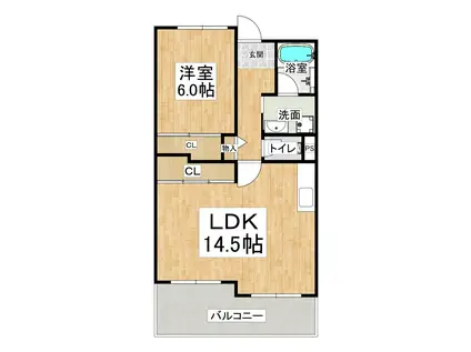 JR東海道本線 神戸駅(兵庫) 徒歩10分 14階建 築35年(1LDK/3階)の間取り写真