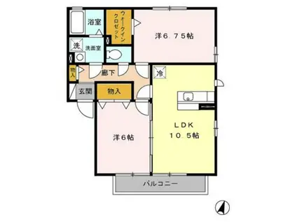 コンフォート弐番館(2LDK/2階)の間取り写真