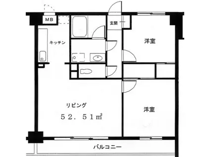 ル・ヴィラージュ(2LDK/3階)の間取り写真