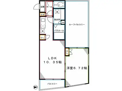 ビバリーホームズ国分寺(1LDK/5階)の間取り写真