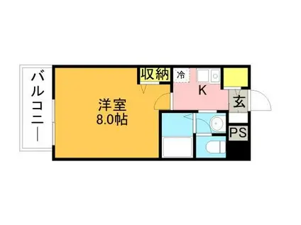 アンピール唐人町(1K/4階)の間取り写真