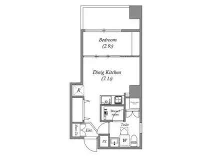 オーパスホームズ芝公園(1DK/4階)の間取り写真