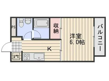 ラ・ジール東古松(1K/2階)の間取り写真