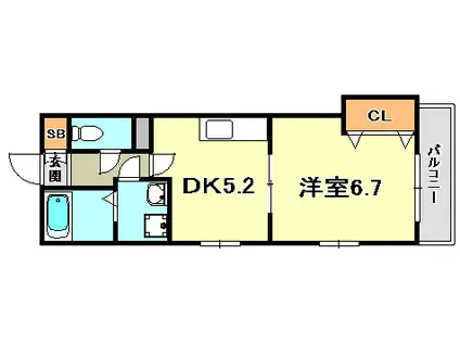 ローズコート(1DK/3階)の間取り写真