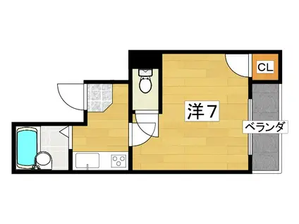 フリーディオ春日町(1K/4階)の間取り写真