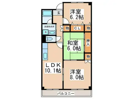 AXIS MEZON HINENO(3LDK/2階)の間取り写真