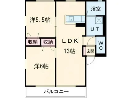 レトア・ブランシェ(2LDK/2階)の間取り写真