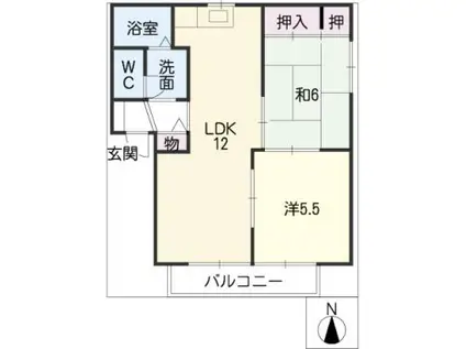 ルミエール・コーポ A・B棟(2LDK/1階)の間取り写真