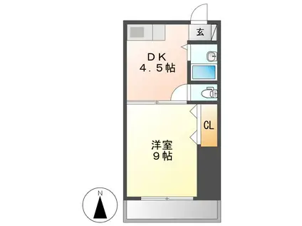 コーポ松重(1DK/2階)の間取り写真