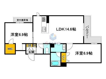 ブルーム江坂(2LDK/3階)の間取り写真