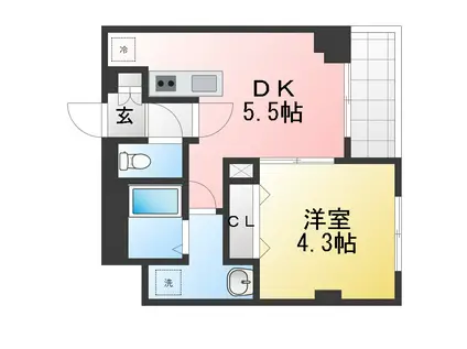 KDXレジデンス町田ノースTHE PALMS町田II(1DK/3階)の間取り写真