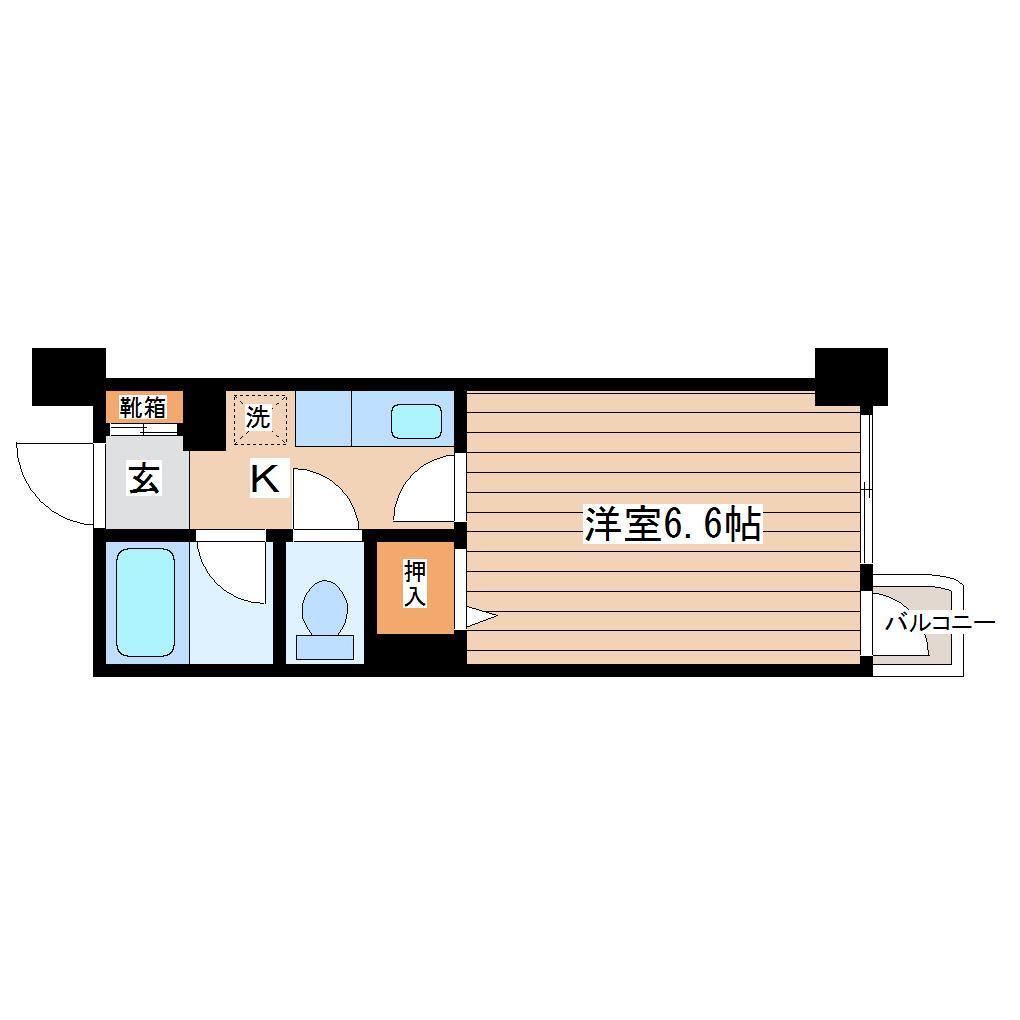 パールハイム錦町(1K/2階)の間取り写真