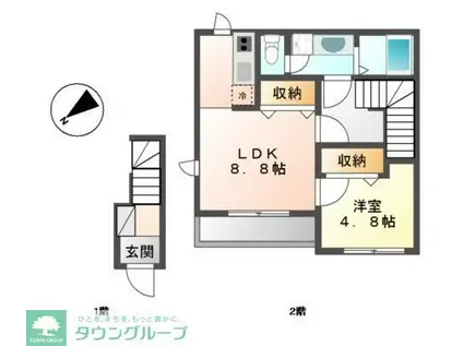 JOYFUL(1LDK/2階)の間取り写真