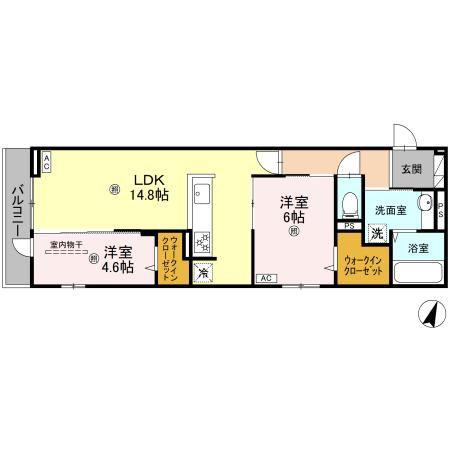 DSOPHIA(2LDK/2階)の間取り写真