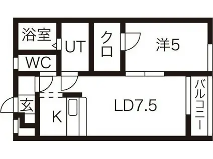 クリスタルリジェールD(1LDK/1階)の間取り写真