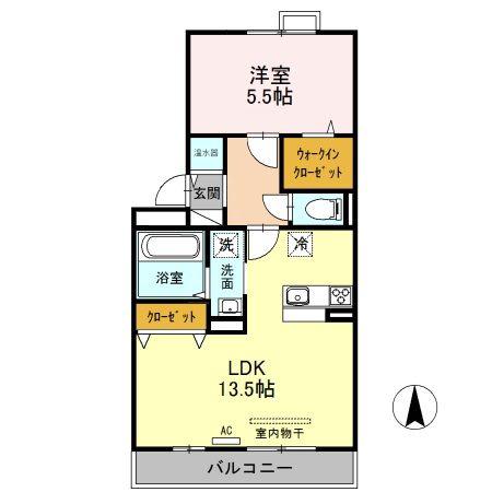 エクレール カメリア(1LDK/3階)の間取り写真