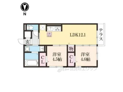 D-ROOMエスポワール(2LDK/1階)の間取り写真