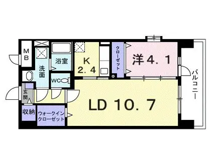 アベニール国立(1LDK/4階)の間取り写真